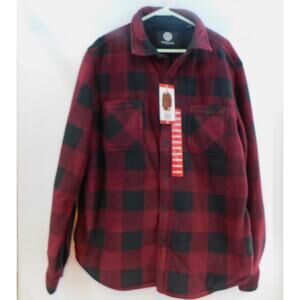 Weatherproof Men's Sherpa-lined Shacket Shirt Jacket in Tawny Port Red New